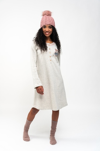 Chemise de nuit avec patte de boutonnage  MIRA 3100MW - Gris Couple d'Ours 13