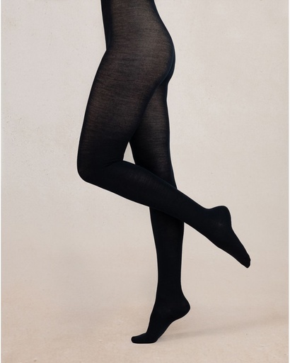 Collant Laine Fine Intérieur Coton BLEU FORET "Merino Wool Cotton Inside" FBM3214 - Marine G9Z