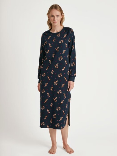 Chemise de nuit dame 120cm 100%coton CALIDA "Family & Friends" 31095 - Dark Sapphire 479