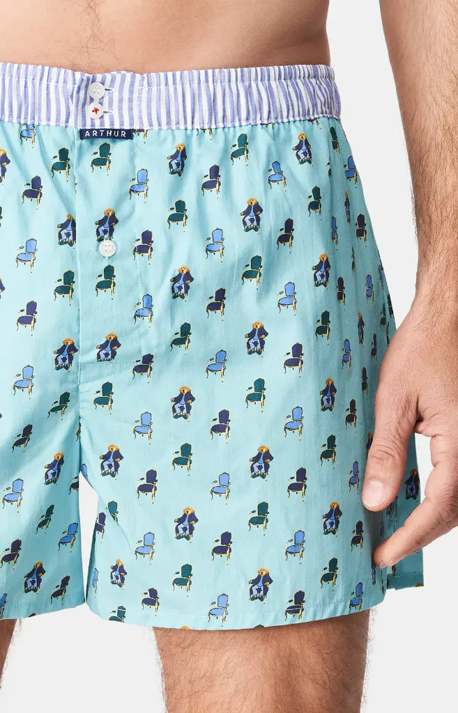Caleçon américain homme avec maintien 100% coton bio ARTHUR "Le Club" CSP - Jade 1115H24