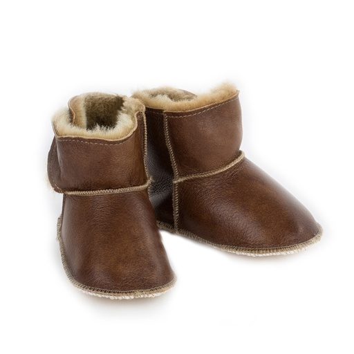 Pantoufles bébé en agneau DIRECT TANNERIE "CBG" - Caramel