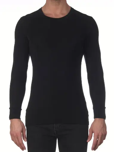 Sous pull homme col rond laine & soie OSCALITO 626 - Noir 020-7