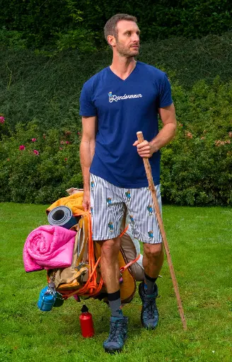 Pyjama short homme 100%coton bio ARTHUR "Randormeur" PAU - Marine RANDE25