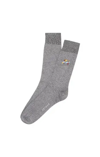 Chaussettes fantaisies homme TU ARTHUR FEB - Gris Fil d'Ecosse Brodée SURFE25
