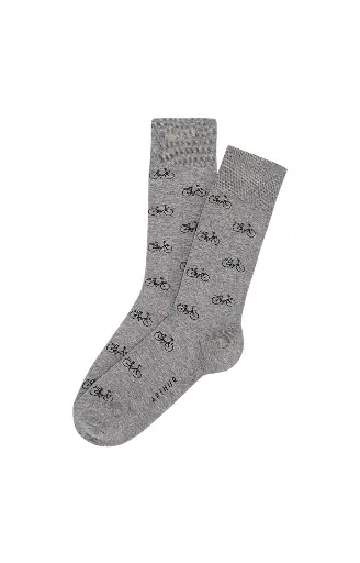 Chaussettes fantaisies homme TU ARTHUR FEC - Gris Fil d'Ecosse Brodée VELOE25