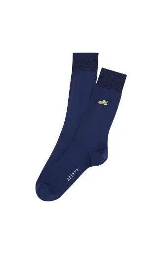 Chaussettes fantaisies homme TU ARTHUR FEB - Marine Fil d'Ecosse Brodée SNEAE25
