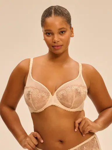 Soutien-gorge décolleté plongeant avec armatures SIMONE PERELE "Allure" 1F2319 - Beige Chic 754