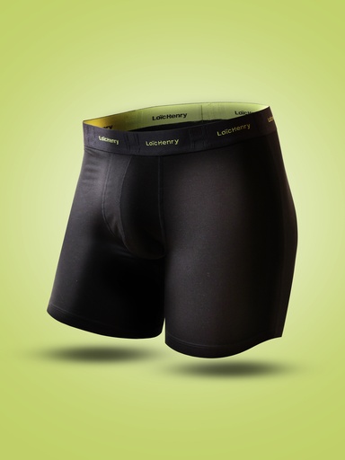Boxer homme coton/tencel avec maintien intérieur LOIC HENRY "Every-D" KBB001N - Black Lime