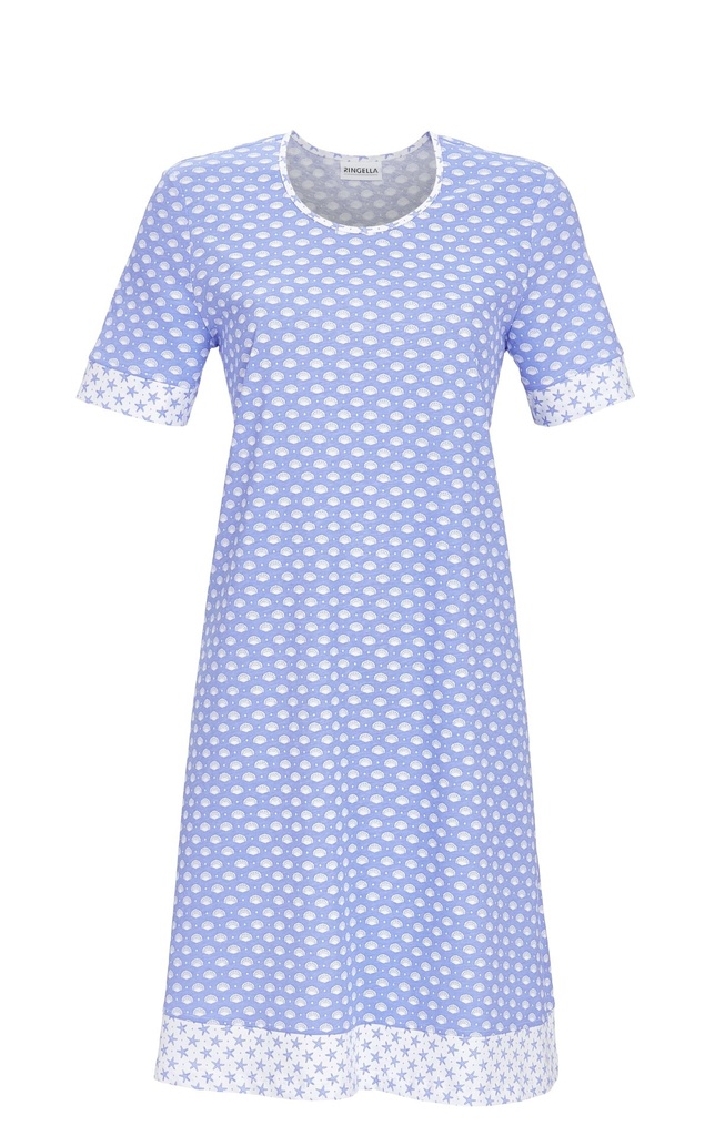 Chemise de nuit 100% coton RINGELLA "Touche Maritime" 5211063 - Bleu Vif avec motif coquillage 298