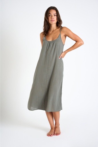 Robe de plage longue fines bretelles BANANA MOON "Capucine Calypso" - Kaki MFI97