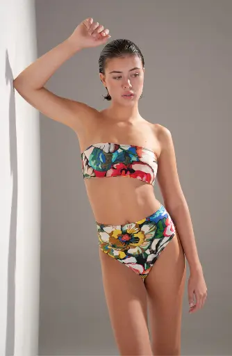 Bas de Bikini taille haute rabatable PAIN DE SUCRE "Tobago 68" - Imp Flower