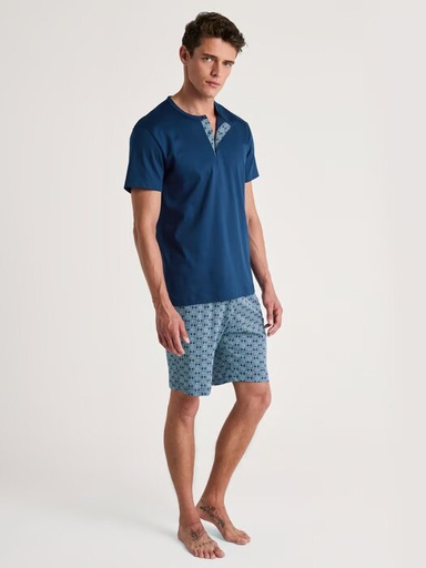 Pyjama short homme 100% coton CALIDA "Relax Streamline" 46282 - Pottery Blue 435