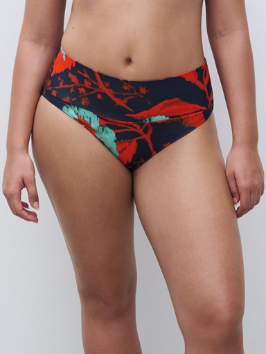 Bas de Bikini culotte taille haute rabatable CHANTELLE "Icon" C16VC5 - Ink Flowers A02