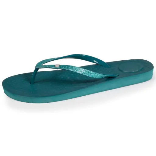 Tongs femme tige paillettes ISOTONER 94502 - Vert Canard VCD