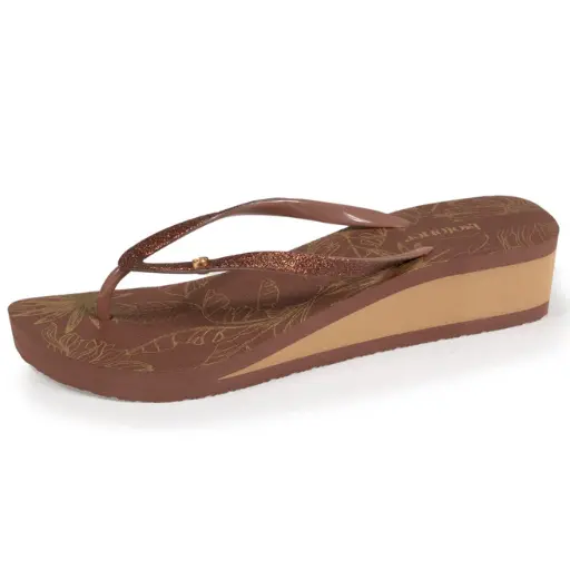 Tongs femme tige paillettes talon 4cm ISOTONER 94612 - Marron MAR