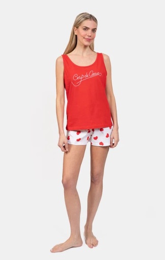 Pyjashort avec débardeur COUP DE COEUR 9SABCOEE25 - Blanc Rouge Coeur