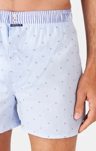 Caleçon américain homme avec maintien 100% coton bio ARTHUR "Le Club" CSP - Bleu Ciel PM006