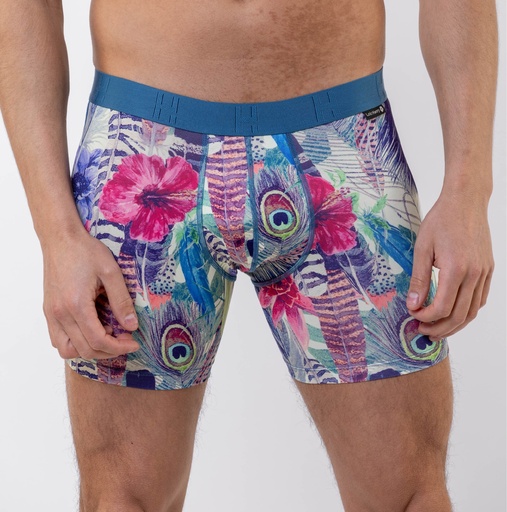 Boxer homme fantaisie microfibre avec maintien intérieur LOIC HENRY "Identity" KBI105X - Plumes