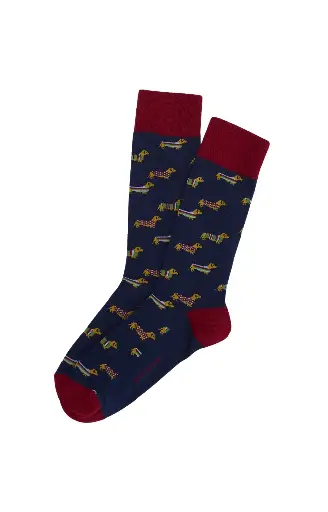 Chaussettes fantaisies homme TU ARTHUR "Teckel" 1SO - Marine TECKH25