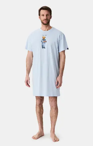 Chemise de nuit homme TU maxi T-shirt ARTHUR "Esprit Livre" MTU - Bleu Ciel BOOKH25