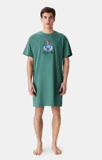 Chemise de nuit homme TU maxi T-shirt ARTHUR "Ski You Later" MTU - Vert 2CVCH25