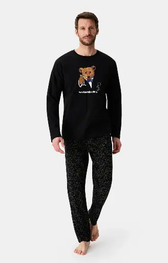 Pyjama long homme ARTHUR "Noctambulles" ZAC - Noir CHAMH25