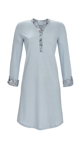 Chemise de nuit avec patte de boutonnage 50% coton 50% modal RINGELLA "La Douceur Rencontre les Rayures" 5511039 - Bleu Brillant 279