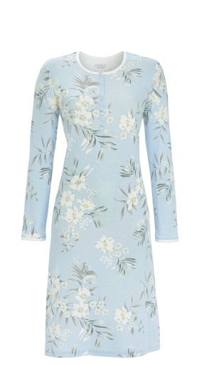 Chemise de nuit avec patte de boutonnage 50% coton 105cm RINGELLA "Fleurs Pastel" 5511035 - Horizon 227