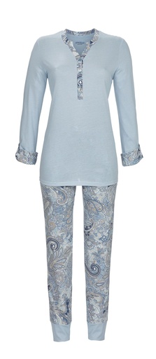 Pyjama femme avec une patte de boutonnage RINGELLA "La Douceur Rencontre les Rayures" 5511239 - Bleu Brillant 279