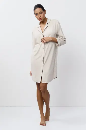 Chemise de nuit dame boutonné ARUELLE "Karine" AR-KAR-N - Beige