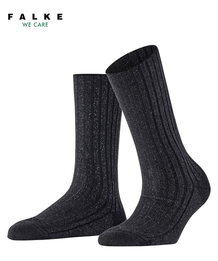 Chaussettes dame laine&cachemire FALKE "Cosy Wool Boot" 46903 - Noir avec Brillant 3000 