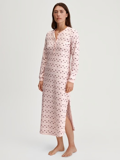 Chemise de nuit dame longues manches 130cm CALIDA "Midnight Flowers" 33256 - Pearl Blush 072