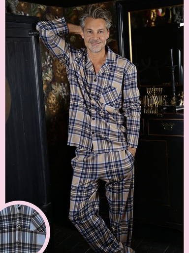 Pyjama long homme boutonné 100% coton RINGELLA 5541214 - Ombre 239