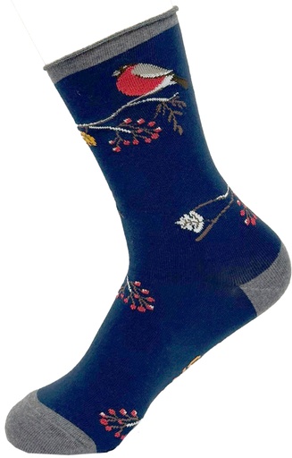 Chaussette dame bord roulé CRONERT "Chante une Chanson" 18656 - Marine 1920 