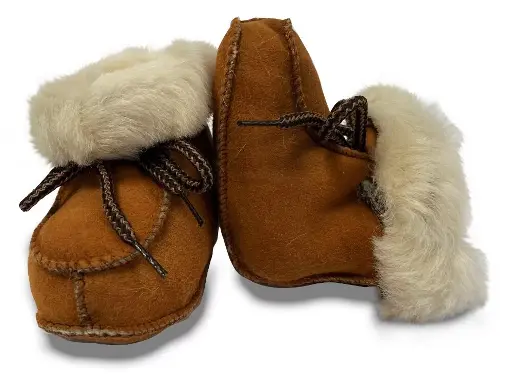 Pantoufles Bébé peau d'agneau BERNARDINO "Lammy" - Bruin