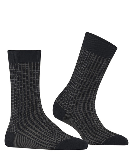 Chaussettes laine dame FALKE "Softmerino Special Edition" 47199 - Black Motif Carreaux 3000
