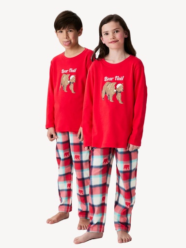 Pyjama long enfant ARTHUR "Bear Noël" LUK - Rouge OURSH25