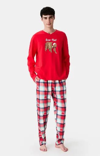Pyjama long homme ARTHUR "Bear Noël" ZAC - Rouge OURSH25