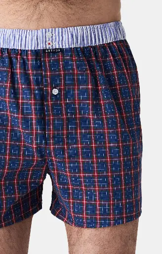 Caleçon américain homme avec maintien 100% coton bio ARTHUR "Le Club" CSP - Marine 1180H25