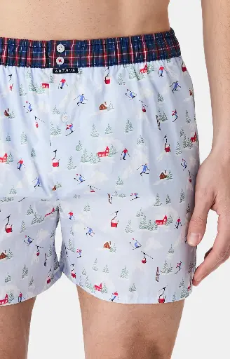 Caleçon américain homme avec maintien 100% coton bio ARTHUR "Le Club" CSP - Ciel 1181H25