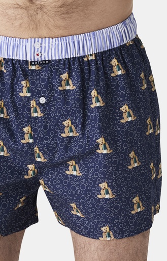 Caleçon américain homme avec maintien 100% coton bio ARTHUR "Le Club" CSP - Marine 1184H25