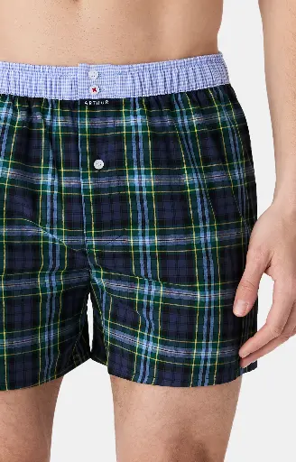 Caleçon américain homme avec maintien 100% coton bio ARTHUR "Le Club" CSP - Marine 1187H25