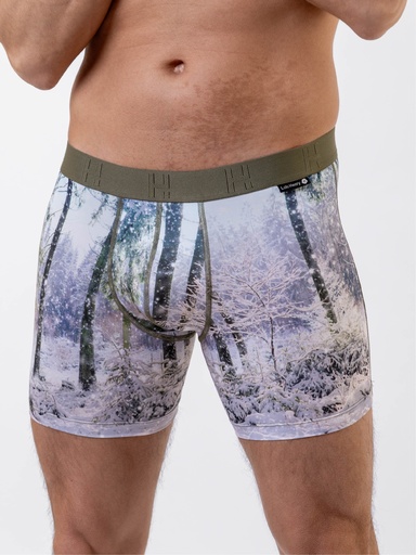 Boxer homme fantaisie microfibre avec maintien intérieur LOIC HENRY "Identity" KBI115X - Forest