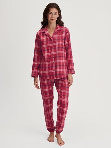 Pyjama dame boutonnée longues manches CALIDA "Holiday Dreams" 42434 - Deep Red 732