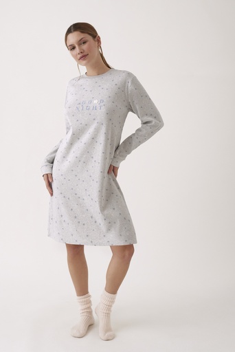 Chemise de nuit dame longues manches PROMISE "Good Night" N20211- Gris 163