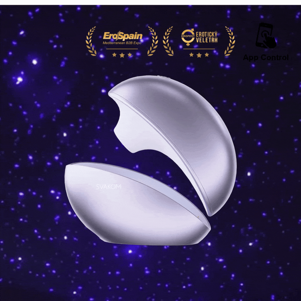 Stimulateur clitoridien à ondes de pression d'air contrôlé par application avec projecteur de lumière stellaire SVAKOM "Pulse Galaxie" - Metallic Lilac 