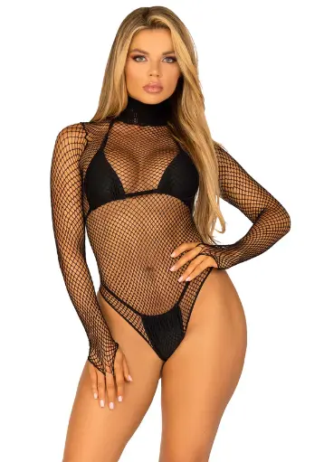 Body à entrejambe pressionnée LEG AVENUE 89211 - Noir 001