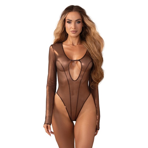 Body sexy ouvert manches longues OBSESSIVE "Soranna" 121274 - Marron 