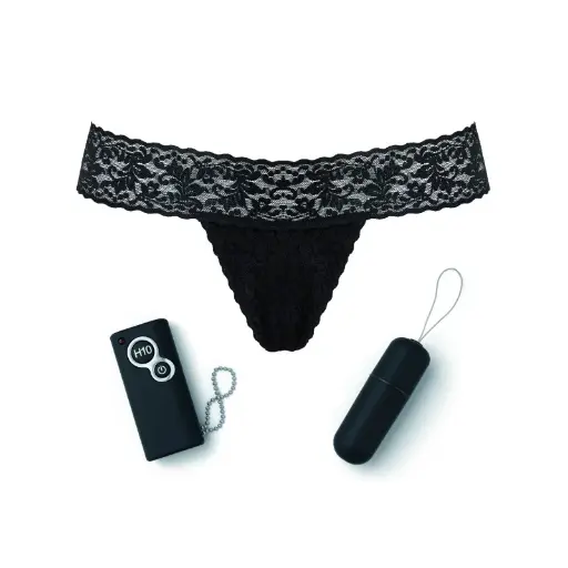 Bullet vibrant télécommandé & string fendu LOVE TO LOVE "Secret Panty" - Black Onix