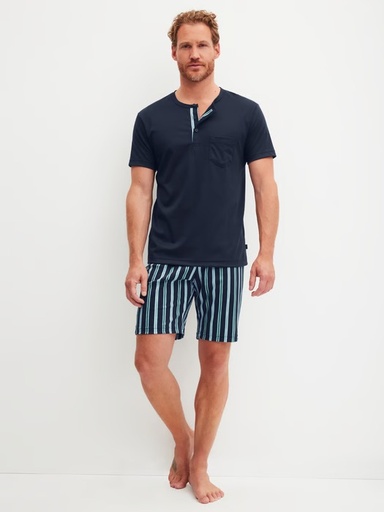 Pyjama homme court 100% coton CALIDA "Relax Choise" 41967 - Saphir Blue 480